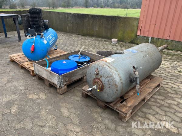 Kompressor med ekstra tank og 2 x slangeoprul DAN KOMPRESSOR