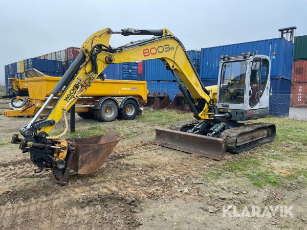 Minigraver Wacker Neuson 8003 8 tons, med 3 skovle