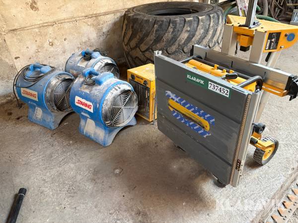 Blandet lot, bordrundsav, tørreblæsere og varmeblæser.