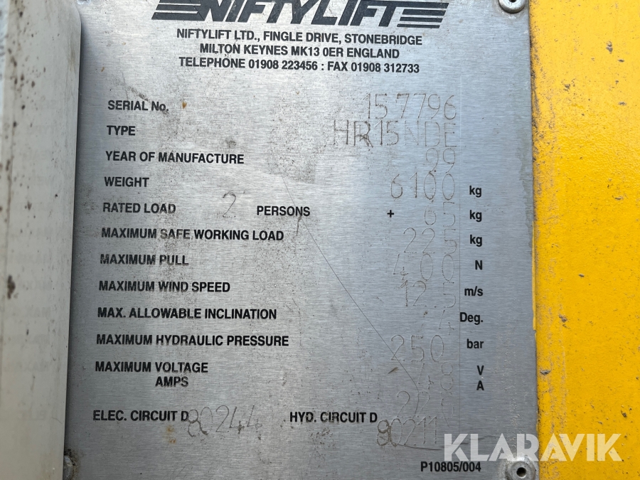 Bomlift NIGTYLIFT HR 15
