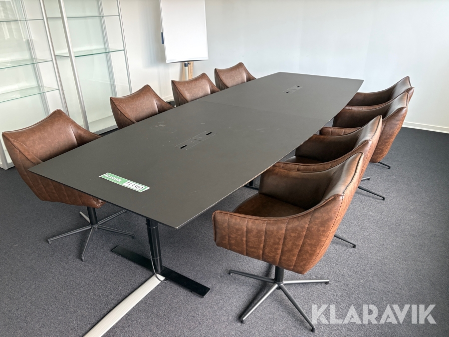 Konferencebord med 8 stole i læder Dencon