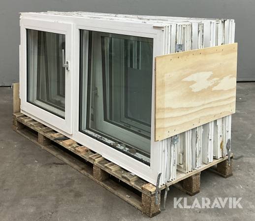 Vindue med dreje kip og fast karm - 7 stk Plast 2-fags 