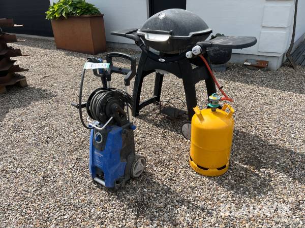 Lot højtryksrenser, grill, gasflaske Weber, Nilfisk, Kosan