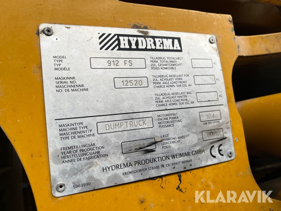 Dumper Hydrema 912FS