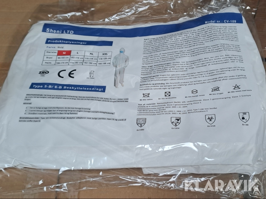 Sikkerhedsdragter Sheni LTD Cv-109 1000 styk