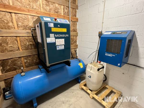 Kompressor Monsun med tørreanlæg og 500 liters tank