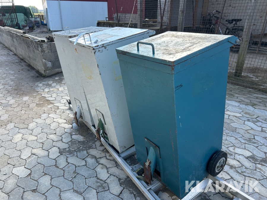 Lukket beholder med hjul 3 styk