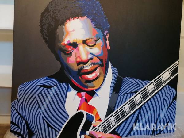 Maleri B.B. King med Lucille guitar Galleri Juel Verland Art 120x120 pop art