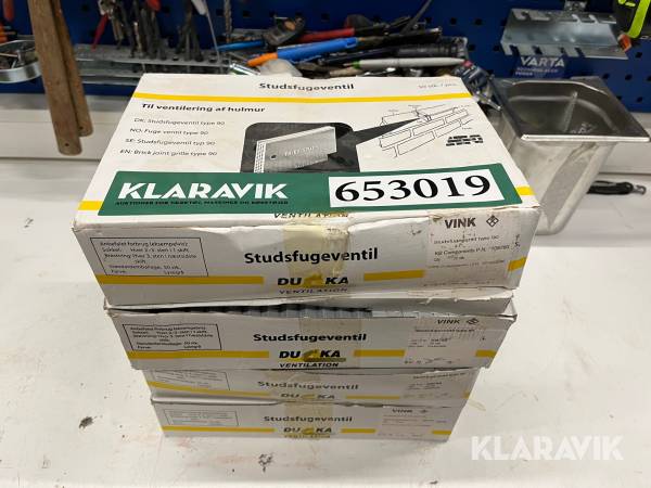 Ventilering af Hulmur Duka Studsfugeventil type 90 omkring 160 styk