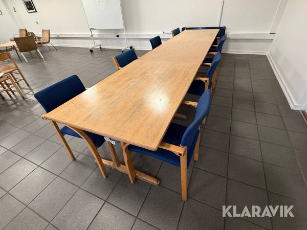 Kantine bord.3 styk inkl 8 stole