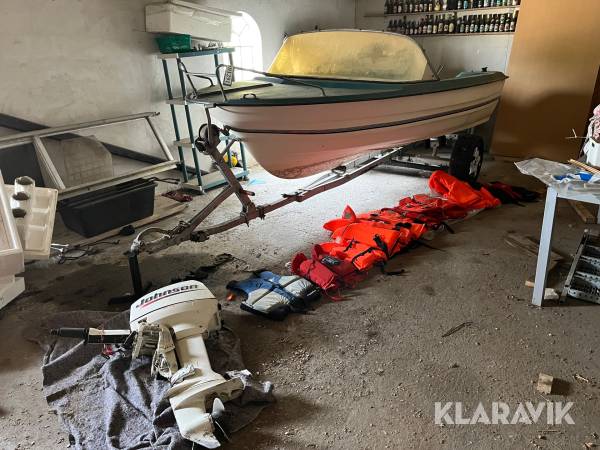 Båd 14 fod med motor og ophalervogn