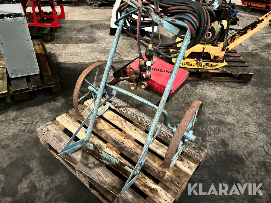 Autogenudstyr vogn med slang manometre og brændersæt