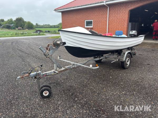 Jolle 10 hk motor + Brenderup bådtrailer