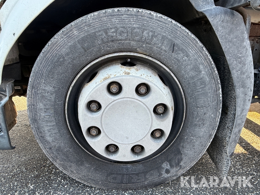 Renault lastbil – med skiftelad, lift og container Renault Midlum