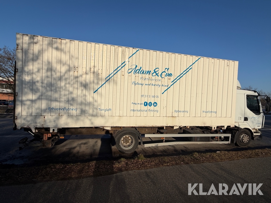 Renault lastbil – med skiftelad, lift og container Renault Midlum