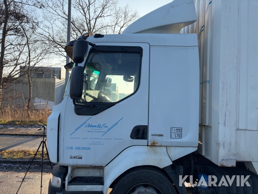 Renault lastbil – med skiftelad, lift og container Renault Midlum