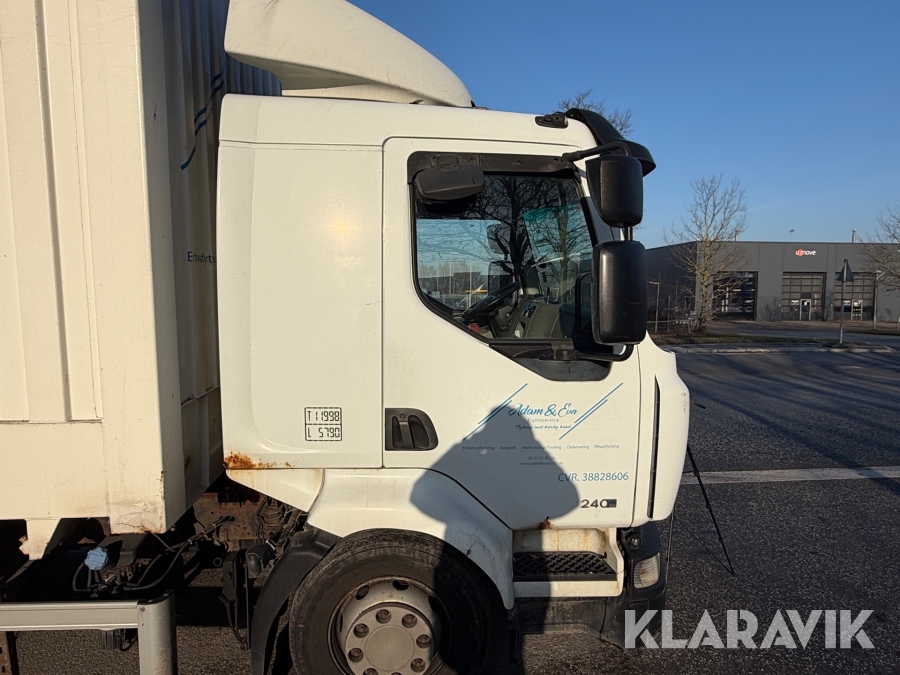 Renault lastbil – med skiftelad, lift og container Renault Midlum