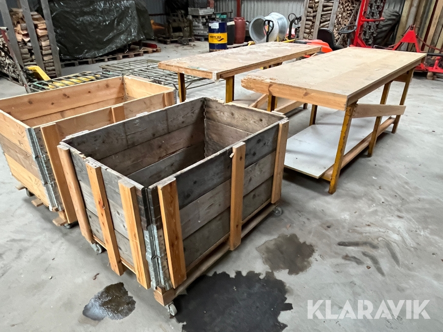 Arbejdsborde og materiel pallevogne