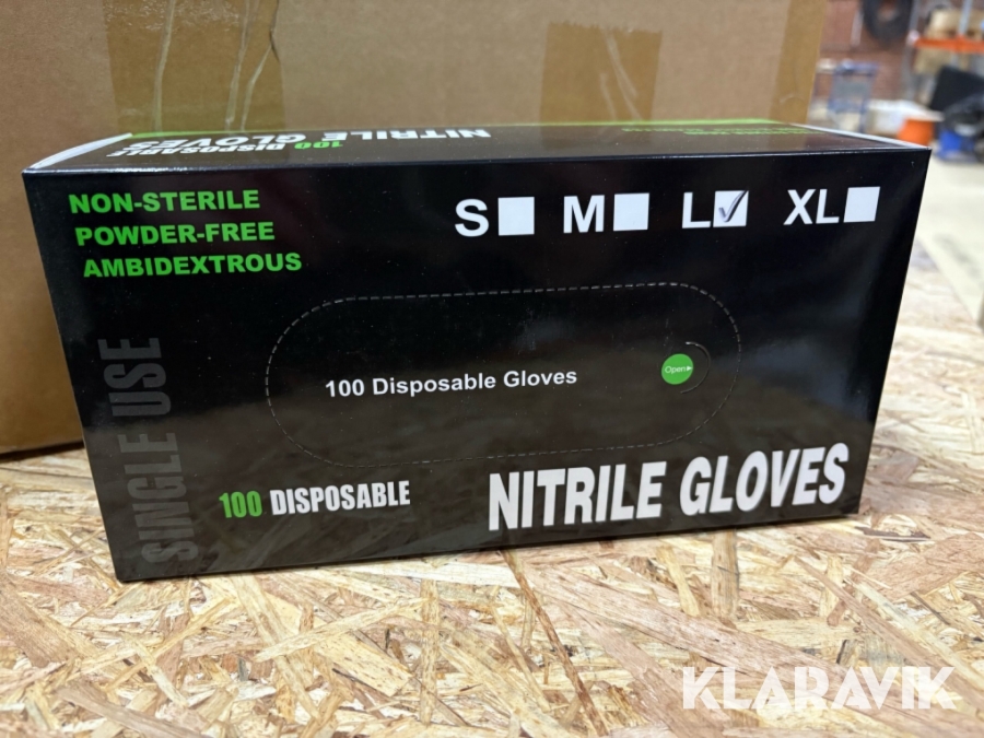 Tykke Nitrile handsker Størrelse L - 40 kasser af 100 styk.