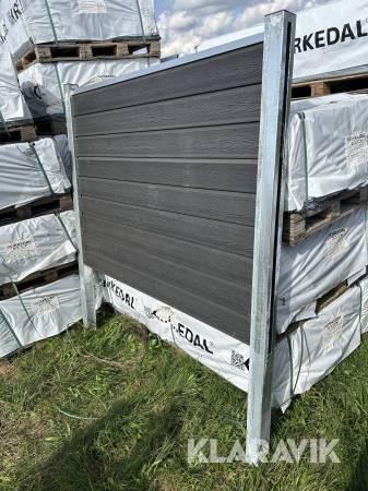 Komposithegn sort med galvaniseret stolper, 10 fag