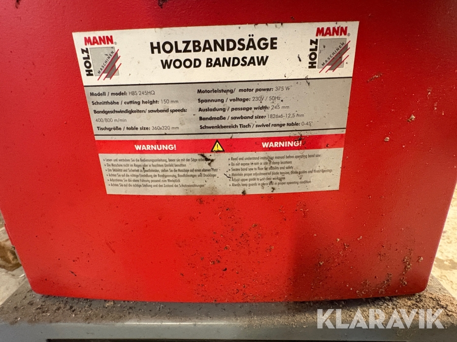 Båndsav Holz Mann Hbs245hq