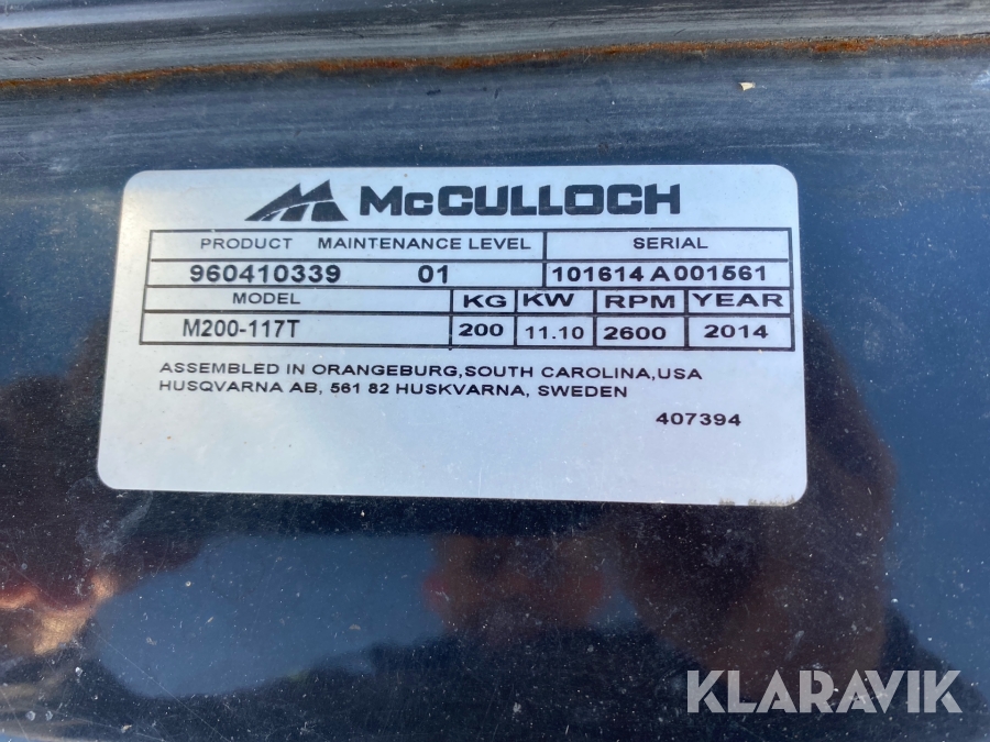 Havetraktor / græsslåmaskine Mc Culloch M200-117T