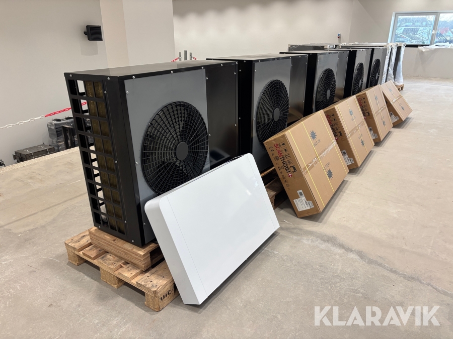 Varmepumpe Scantherm Blokhus 7 kW R410A Monoblock 5 styk Nye/ubrugte med Fancoil (radiator)