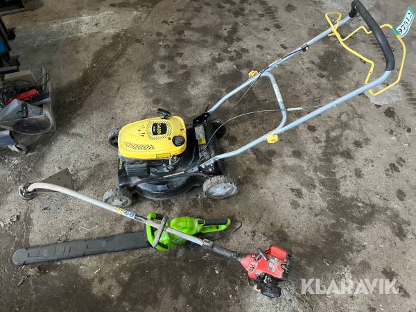 Græsslåmaskine, kantklipper og hækkeklipper