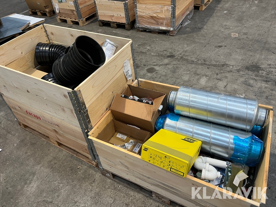 Lot - rottespærre, lyddæmpere, svejsetråd og øvrigt - 2 paller