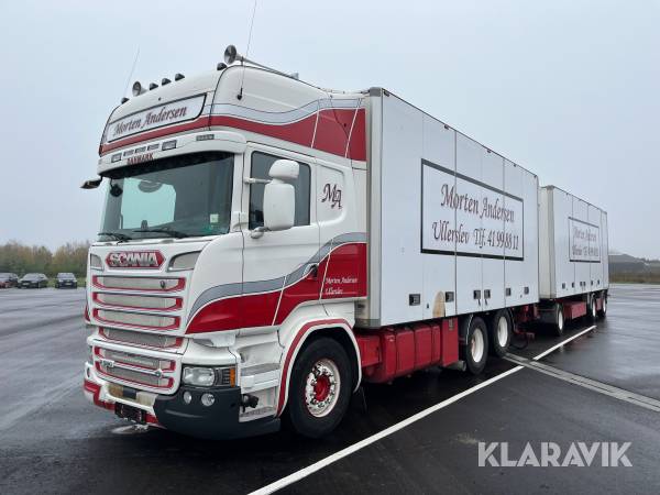 Lastbil Scania R580 V8 med anhænger