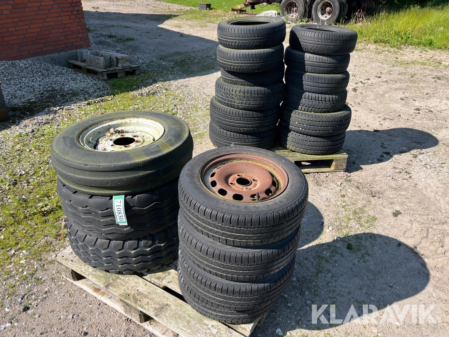 Landbrugsdæk og personvognshjul/dæk 19 styk