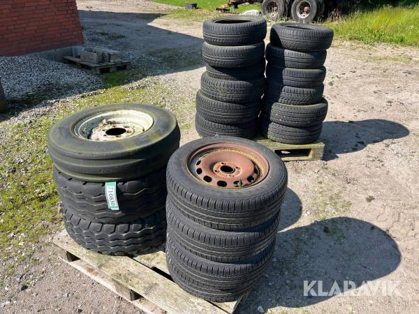 Landbrugsdæk og personvognshjul/dæk 19 styk