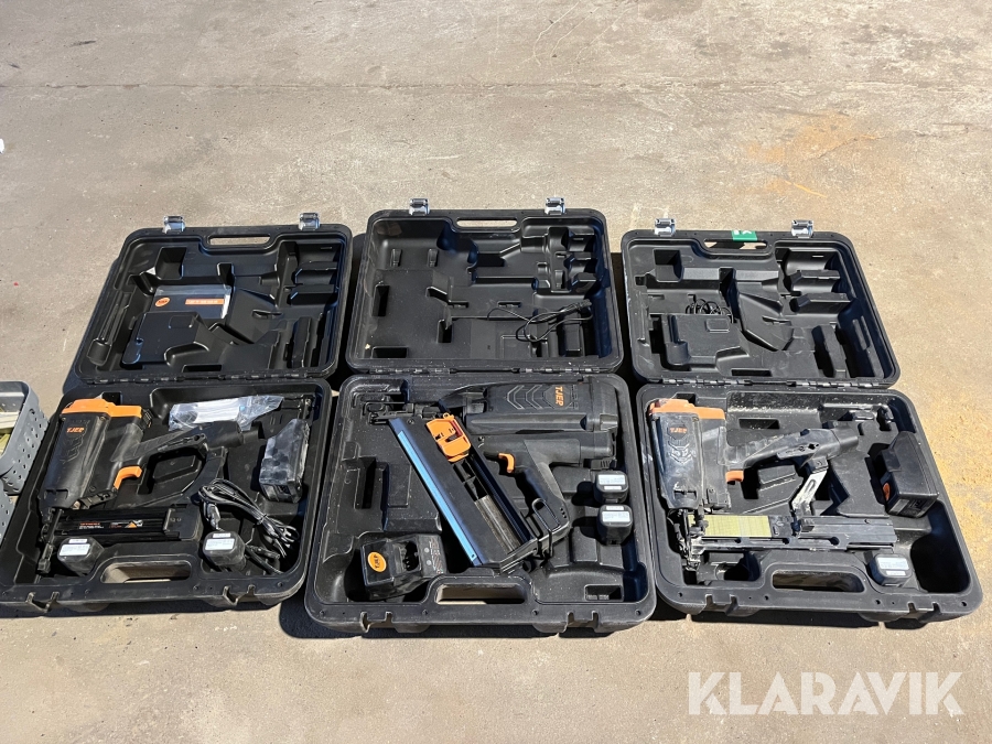 Sømpistoler, gas, søm og kompressor Tjep PZ-16/50 GAS 3G, GRF 34/100 Excellent Gas og TF-18/50 GAS 3G