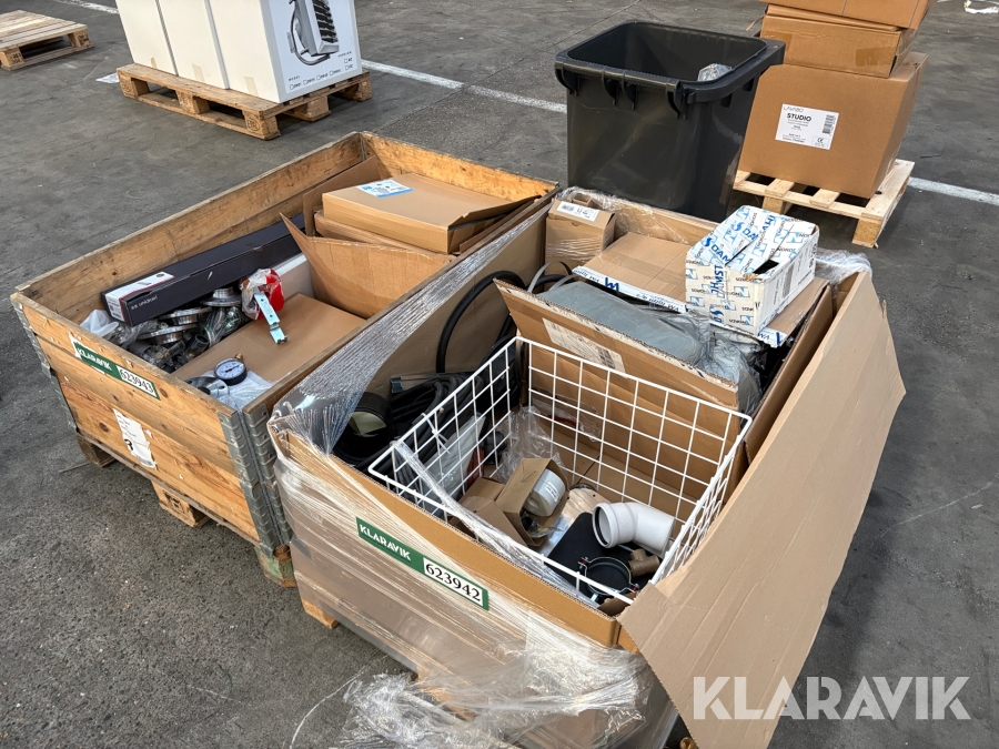 Blandet lot slangeoprul, lejer, flanger, unidrain og andet