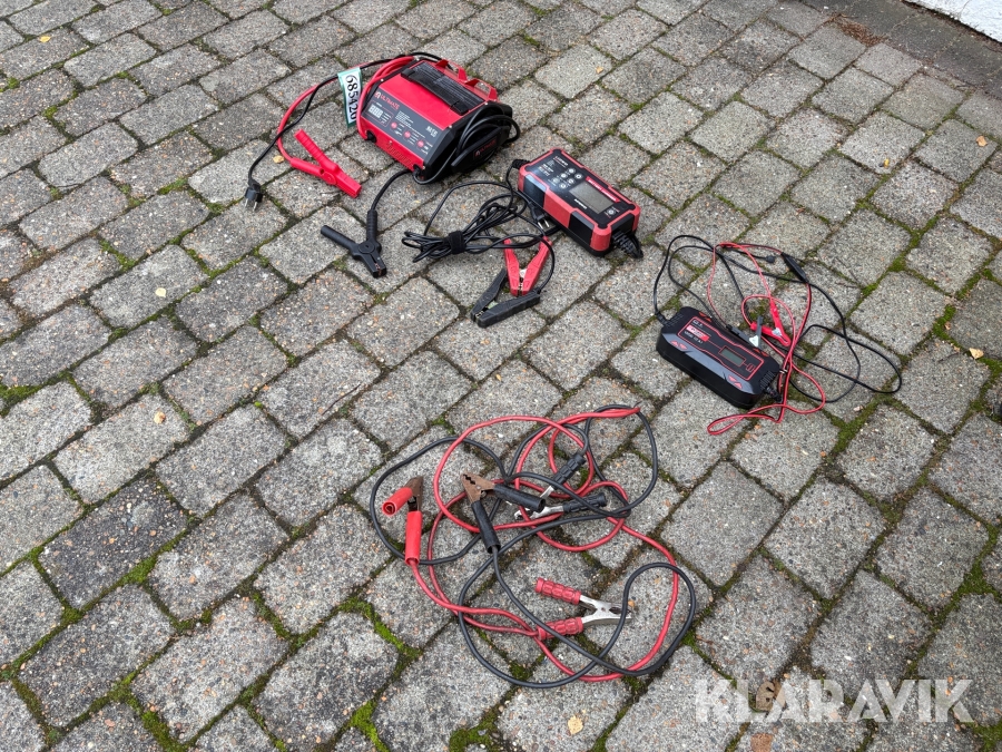 Bilbatteriopladere 3 styk + startkabler