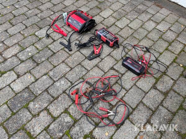 Bilbatteriopladere 3 styk + startkabler