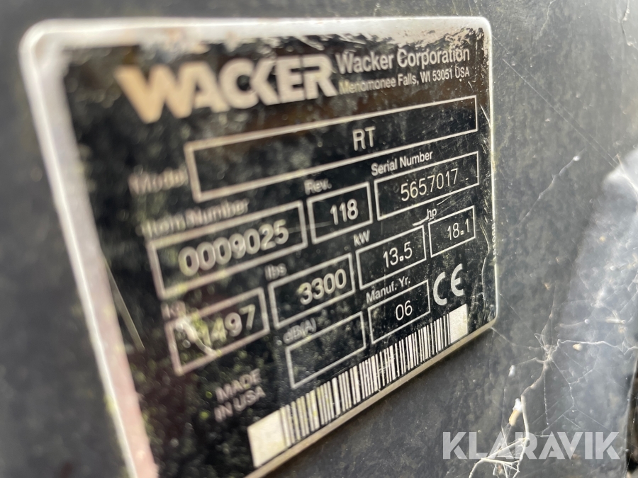 Råjordskompaktor Wacker RT