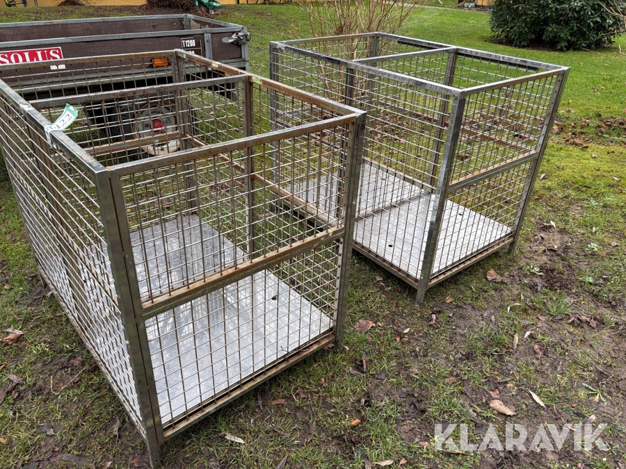Trådbur/pallekasse i stål 2 styk