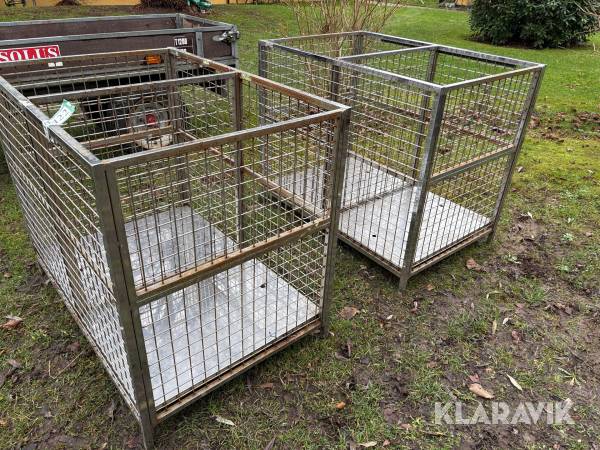 Trådbur/pallekasse i stål 2 styk