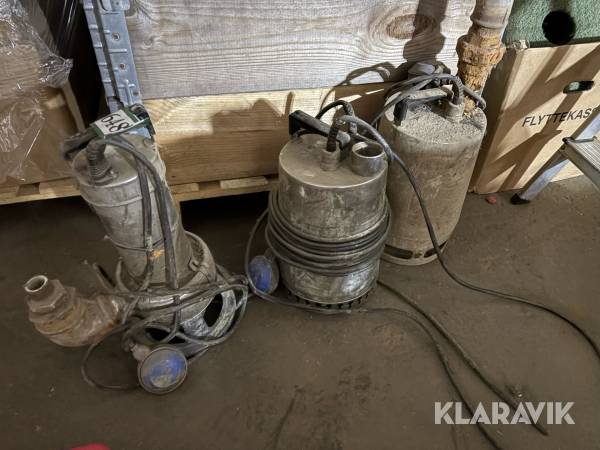 Parti Drænpumper Grundfos UNILIFT AP35B samt to øvrige kraftige dykpumper.