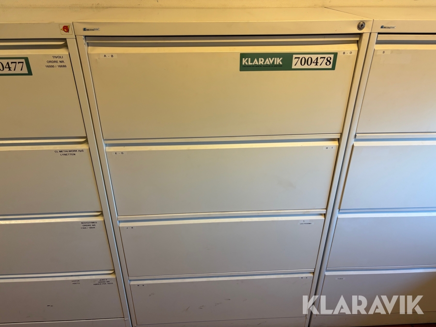 Arkivskabe med lås 4 styk