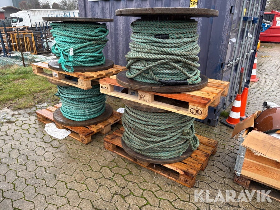 Kabeltromle med reb 4 styk.