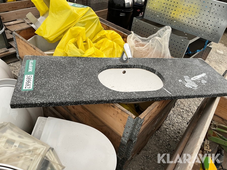 Granit Plade Med Vask 131x42cm