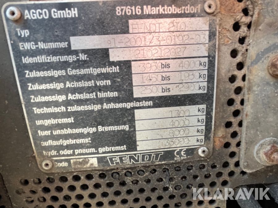 Traktor fedt 206V Fendt 210