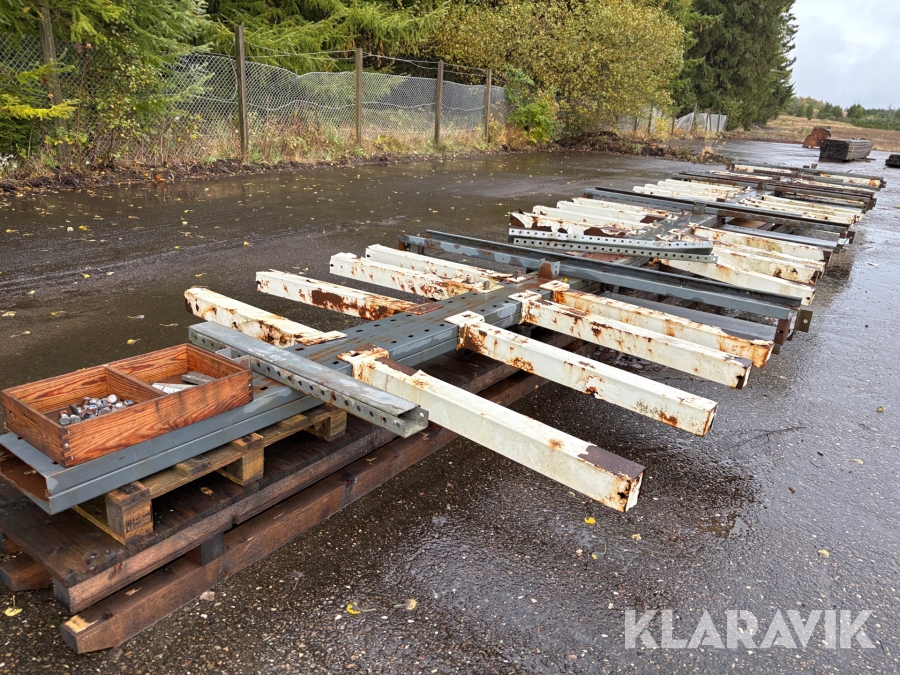 Stålreol til tømmer/træ 5 fag