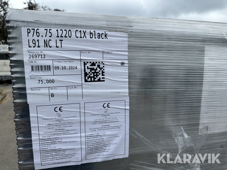 Bølgeplade 150styk Euronit 700T FK Sort