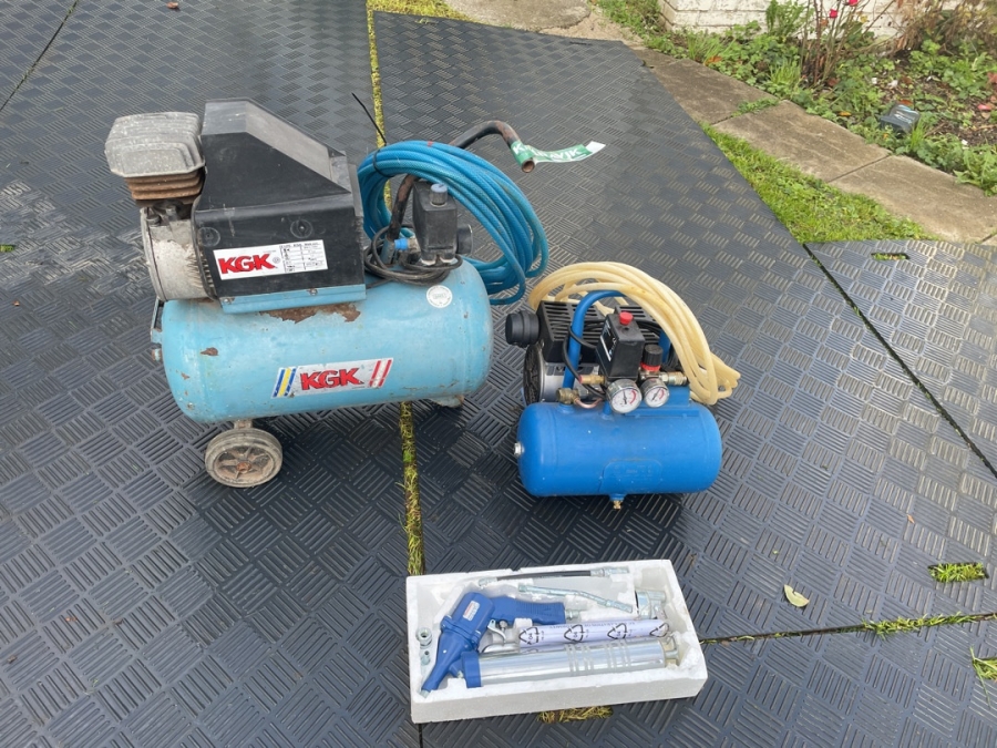 Lot 2 kompressor og fedt pistol